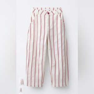 Zara Cream Pants with Red Stripes - Kids Casual Bottoms